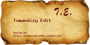 Tomanóczy Edit névjegykártya